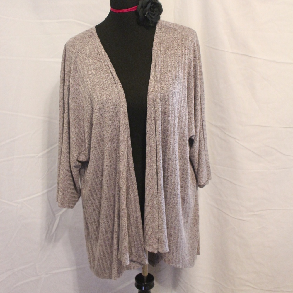 EUC LulaRoe Medium Lindsay Kimono Taupe Ribbed